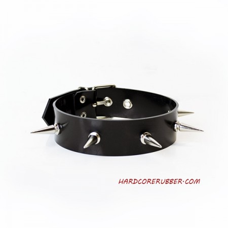 Black heavy rubber choker with spikes model.13
